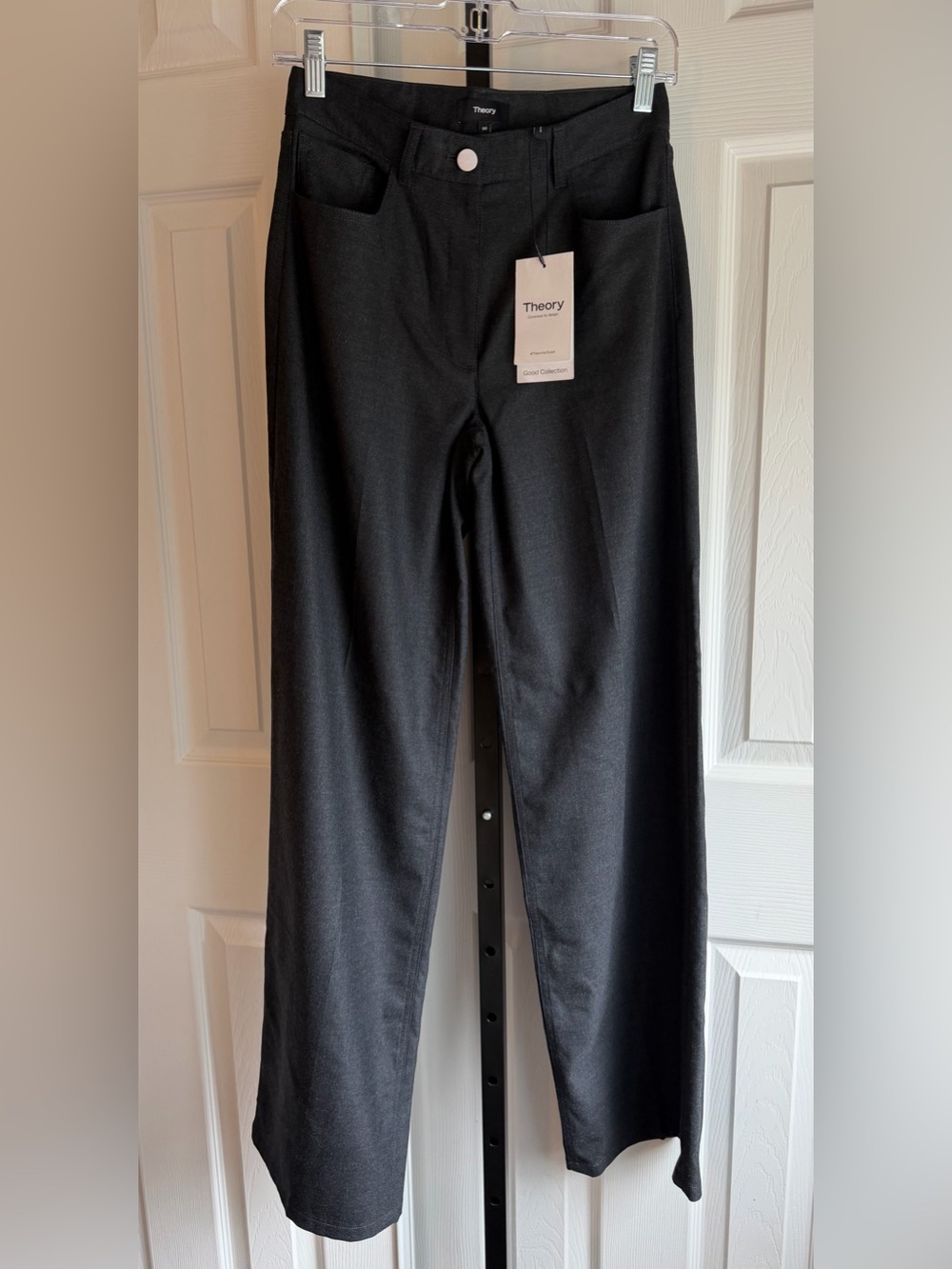 NWT Theory Charcoal Melange Wool PI Flannel 
Wide-Leg Women’s Size: 00